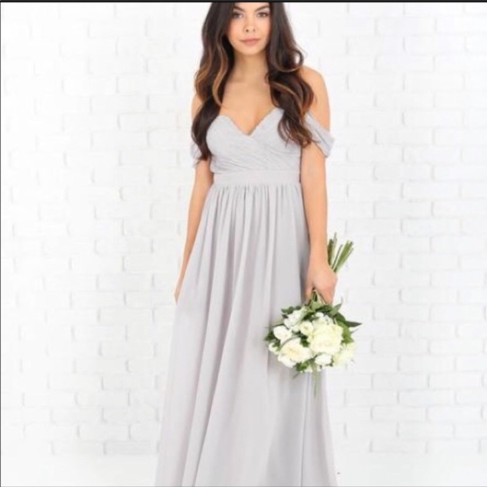 Maniju Grey Floor Length Bridesmaid Dress